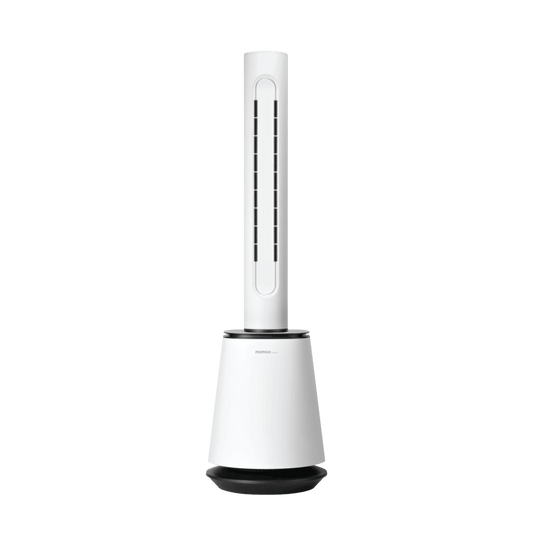 White and black tower fan on a transparent background
