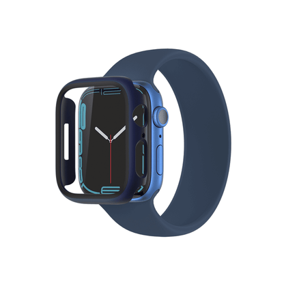 Smartwatch with blue case and band on a white background