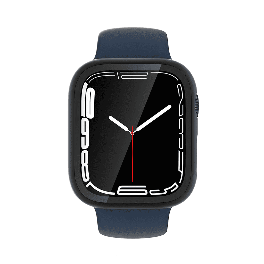 Smartwatch with a black strap on a white background