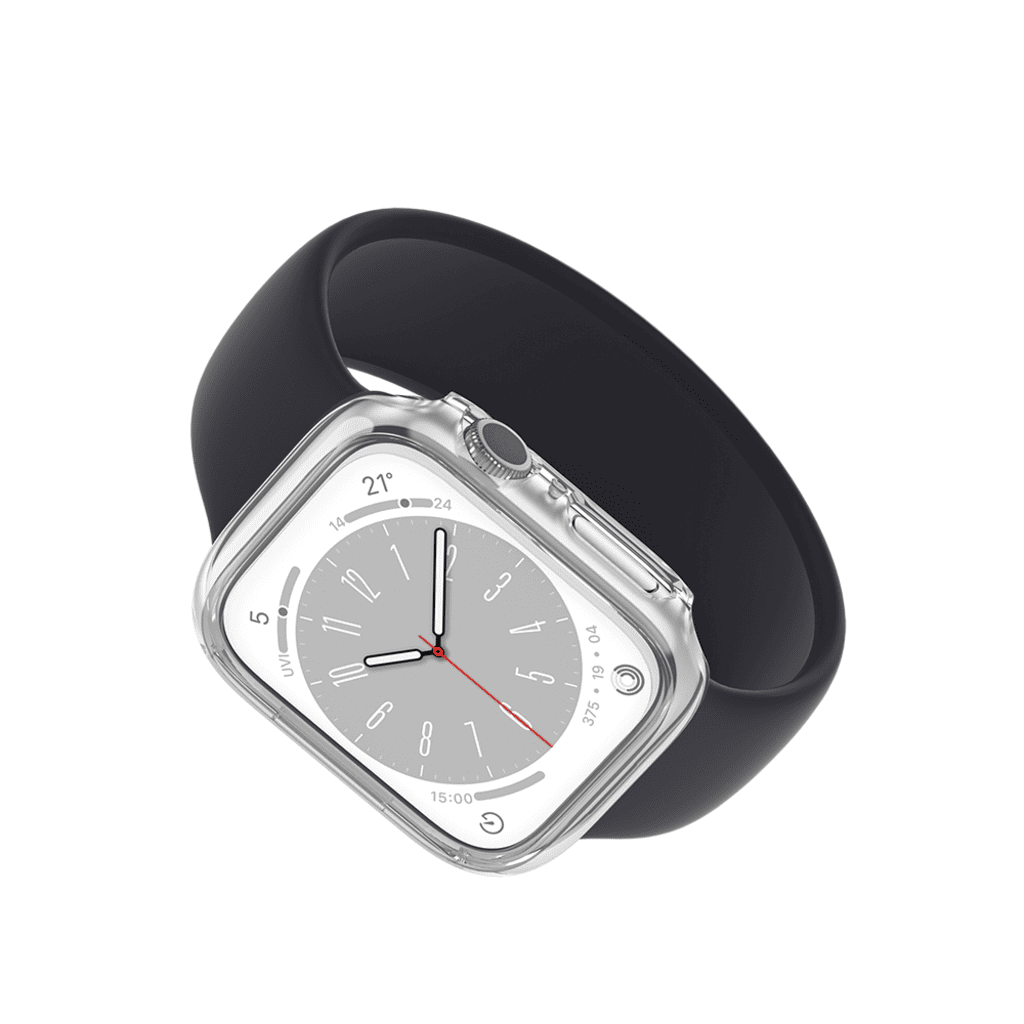Smartwatch with a black band on a white background