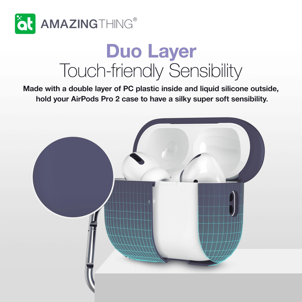AirPods Pro 2 case with 'Amazing Thing' cover on a white background