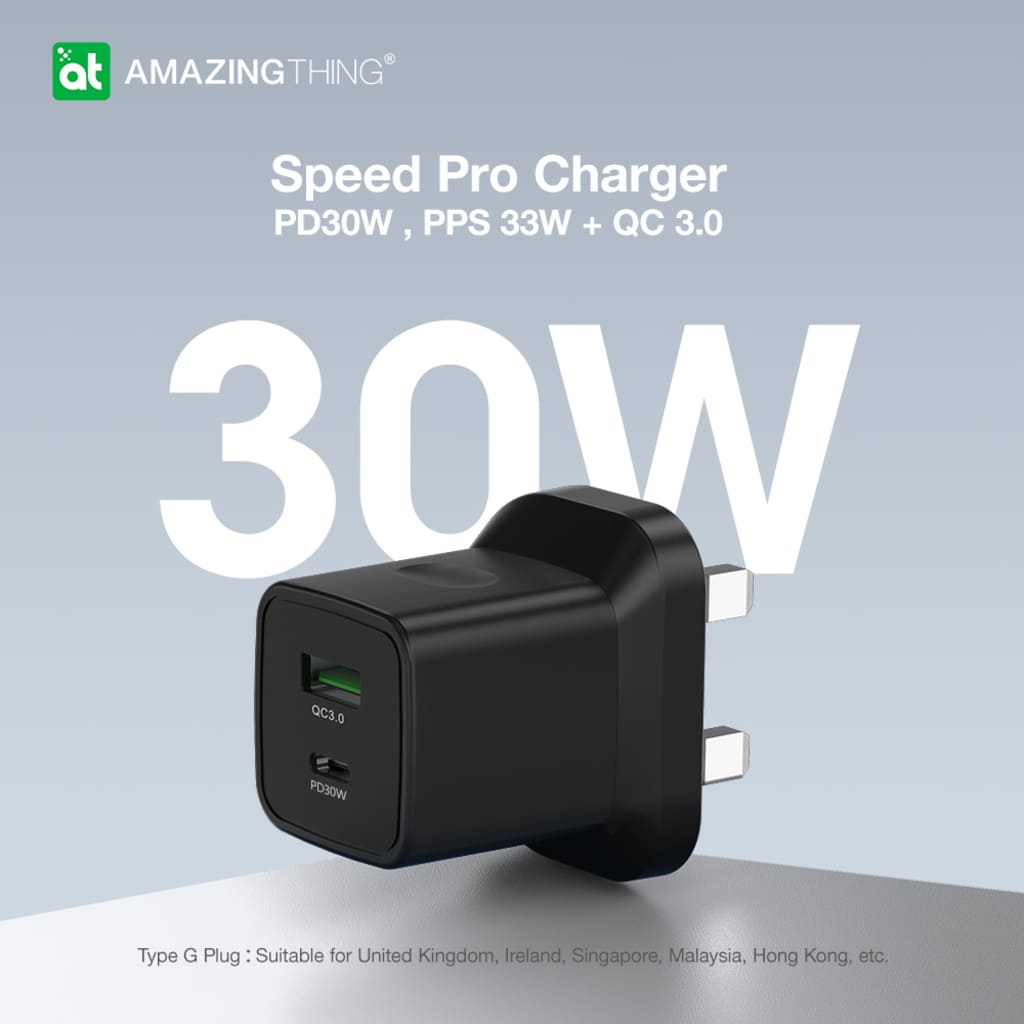 Black Speed Pro Charger with specifications on a light gray background