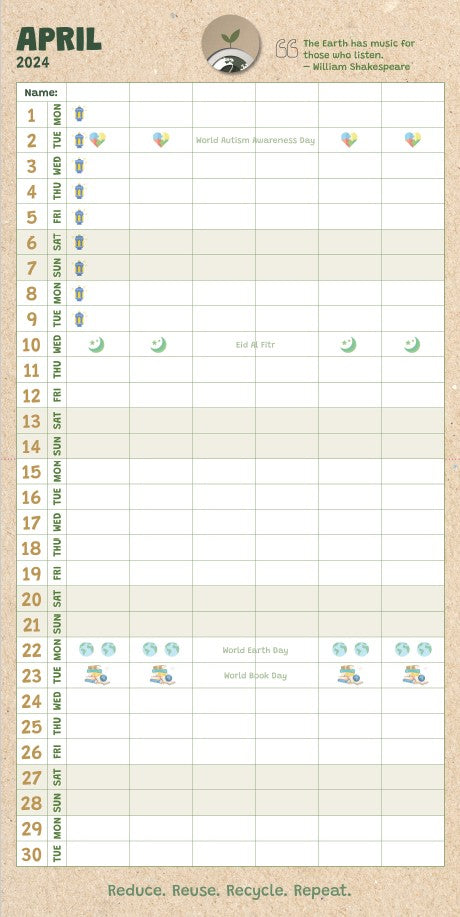 Academic Family Calendar Sept 2023 to Dec 2024  16 months