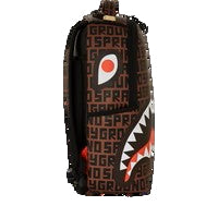 Designer handbag with a prominent brand logo on a black background