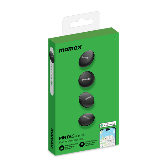 Apple Find My Certified GPS Tracker 4-Pack | Real-Time Item Locator – Black