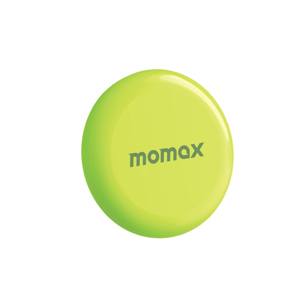 Green ball with 'momax' branding on a green background
