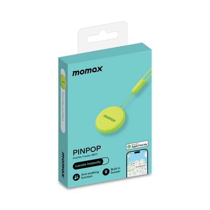 Momox Pinpop packaging on a green background