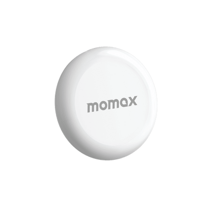 White spherical device with 'momax' branding on a green background