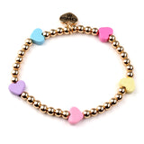 Gold Multi-Heart Beaded Stretch Bracelet for Charms