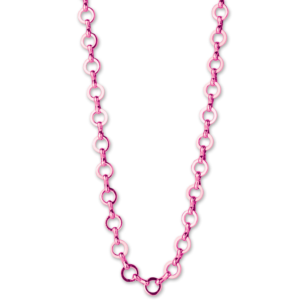 Pink chain necklace on a white background