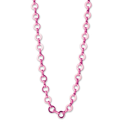 Pink chain necklace on a white background