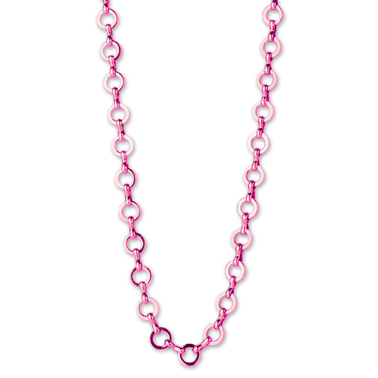 Pink chain necklace on a white background