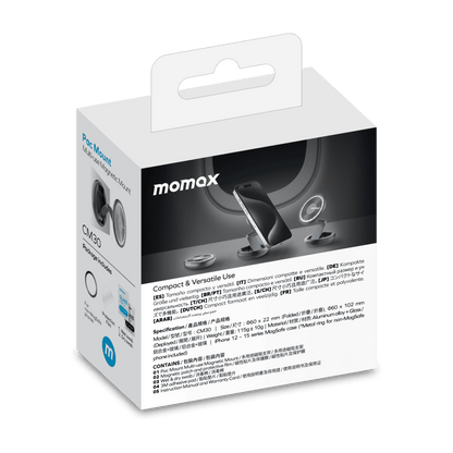 Momax phone mount packaging on a white background