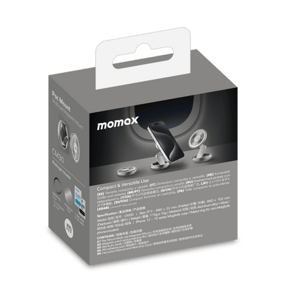 Momax product packaging with a clear background