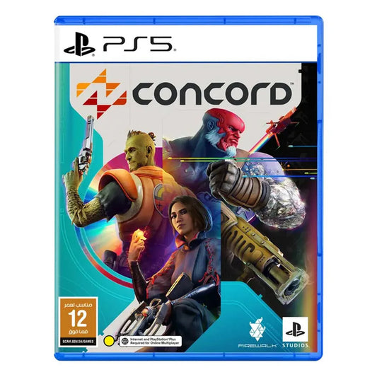 PlayStation 5 game disc for 'Concord' with characters and game title on the cover.