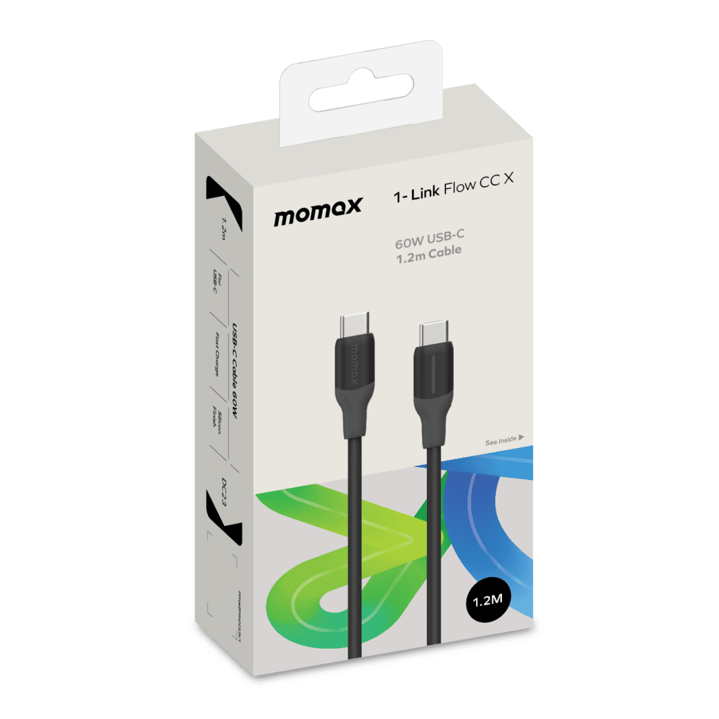 Momax USB-C cable packaging on a white background