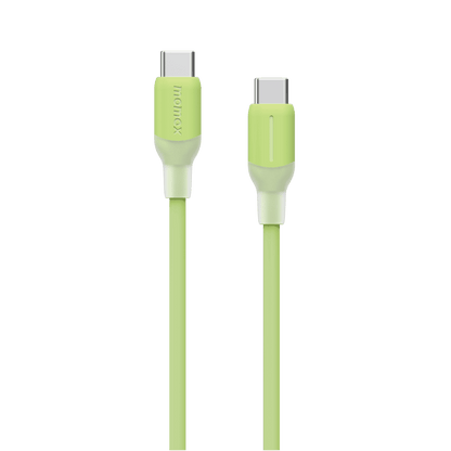 Green USB cable with connectors on a green background