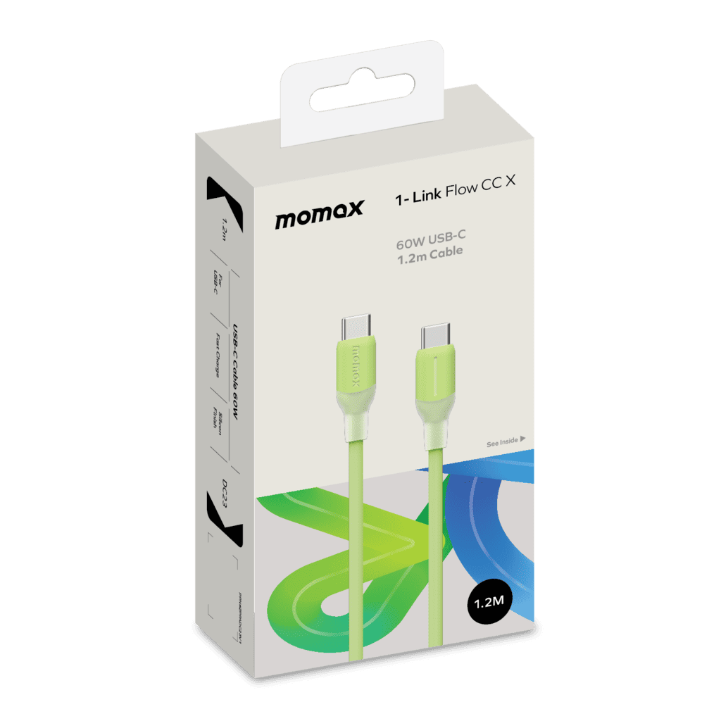 Momax USB-C cable packaging on a white background
