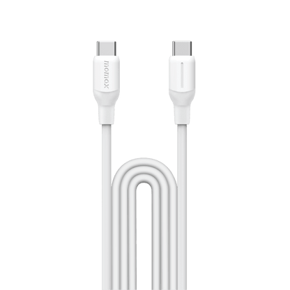 White USB-C cable on a green background