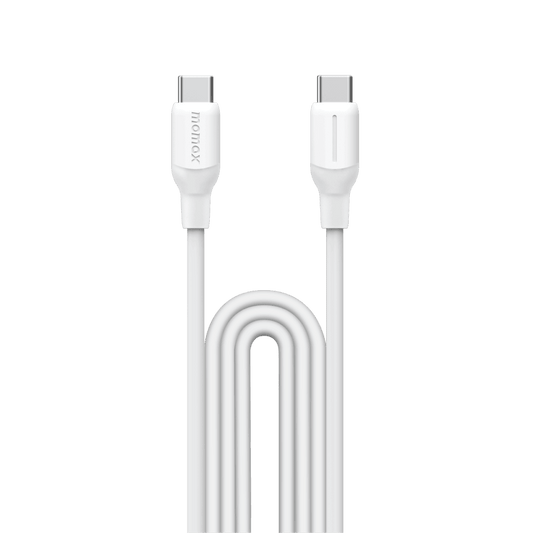 White USB-C cable on a green background