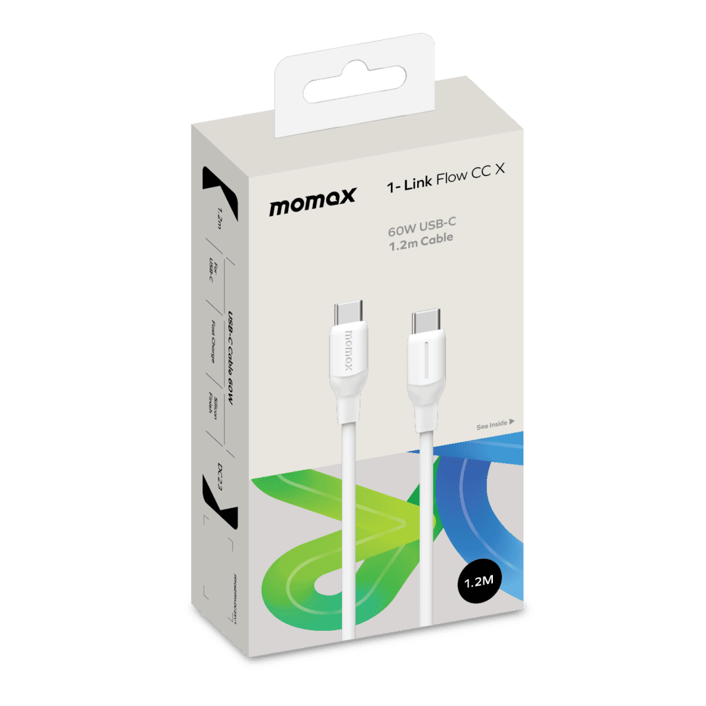Momax 1-Link Flow CC X cable packaging on a white background