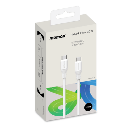 Momax 1-Link Flow CC X cable packaging on a white background