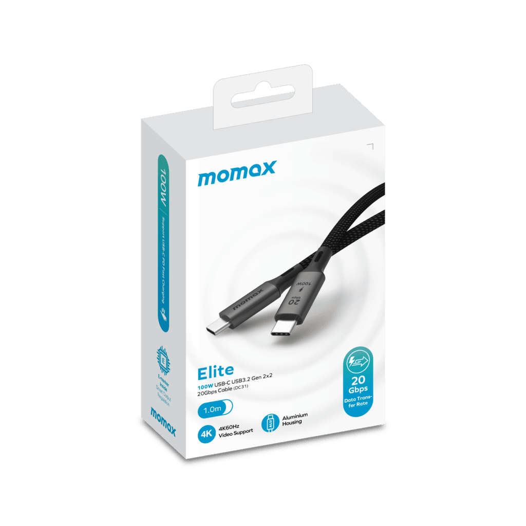Momox Elite cable packaging on a white background