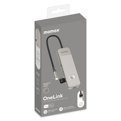 Momax OneLink product packaging on a gray background