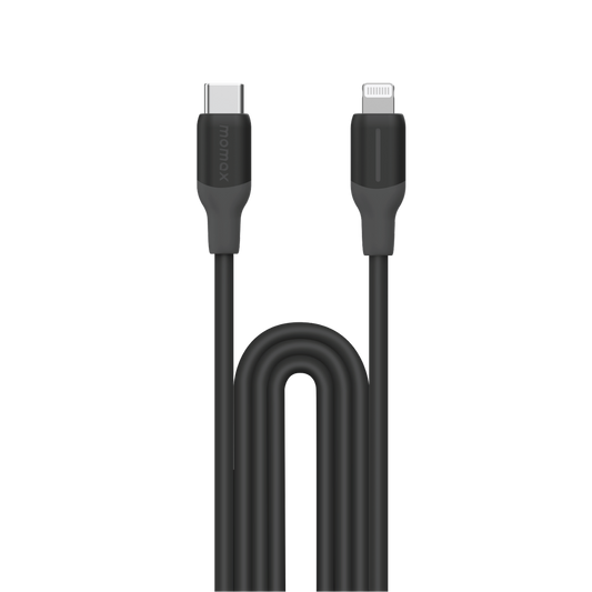 USB C to Lightning Cable with a transparent background