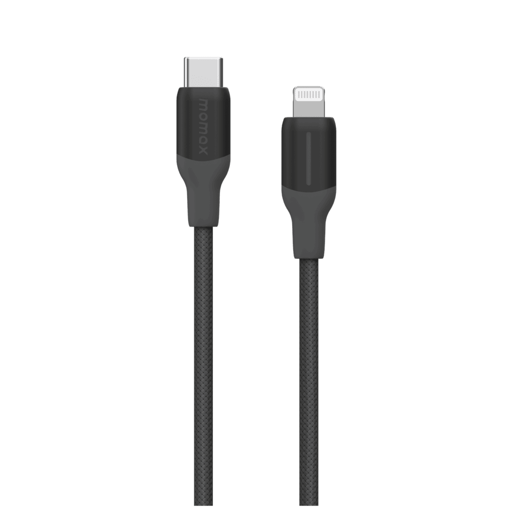 Two charging cables with different connectors on a transparent background