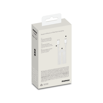 Momax product packaging box on a green background