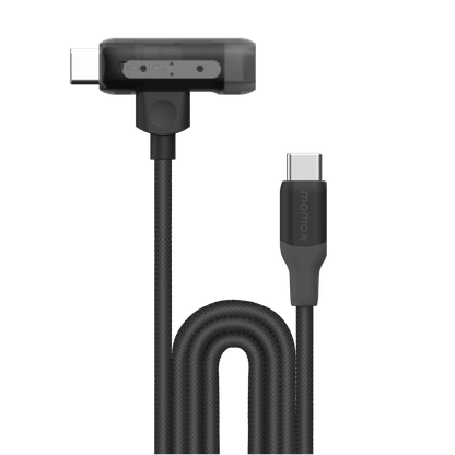 Black USB cable with T-shaped connector on a transparent background