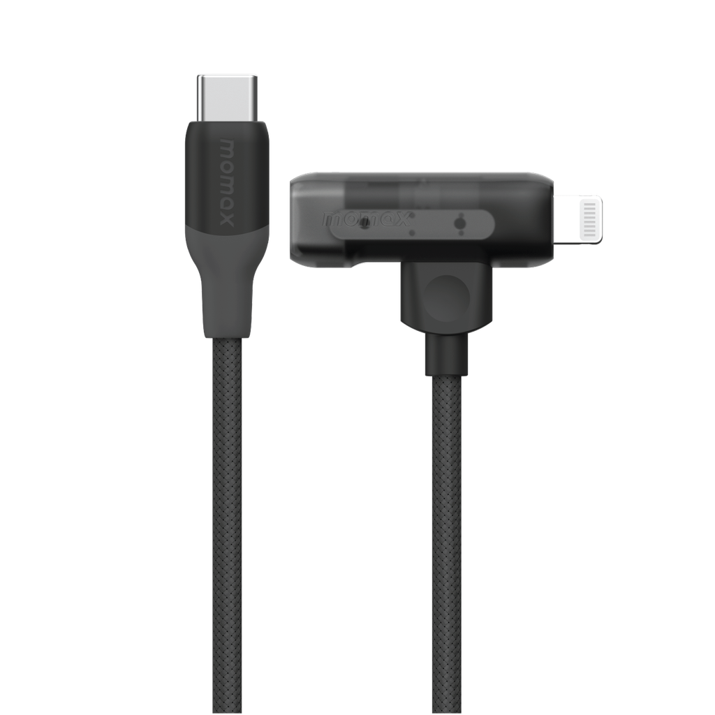 1-Link Flow Duo 2 في 1 USB-C إلى USB-C مع كابل Lightning بطول 1.5 متر - أسود