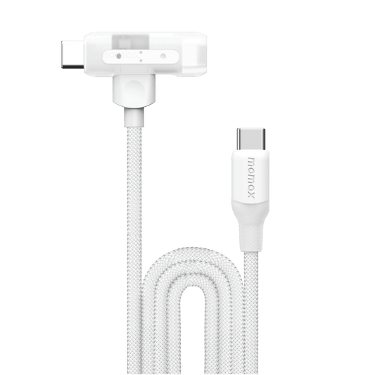 White phone stand and cable with 'Anker' branding on a black background