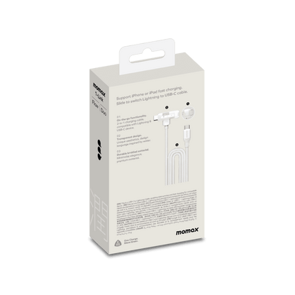 Momax cable packaging on a green background