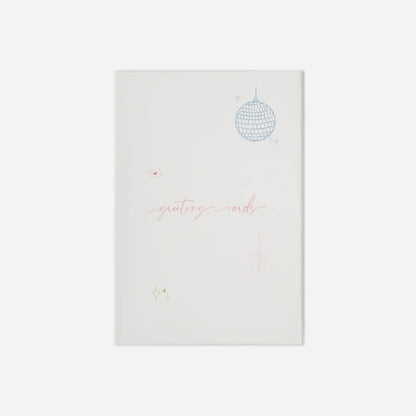 Pack of greeting cards with a disco ball design on a white background