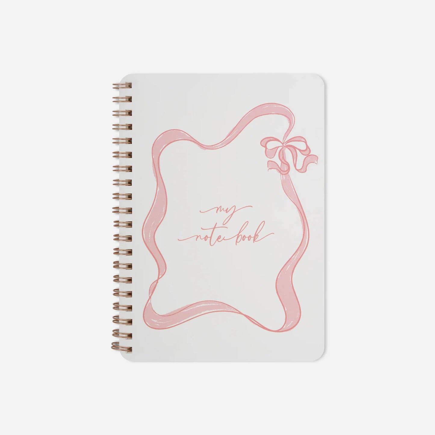 Notebook with pink design and 'my notebook' text on a white background