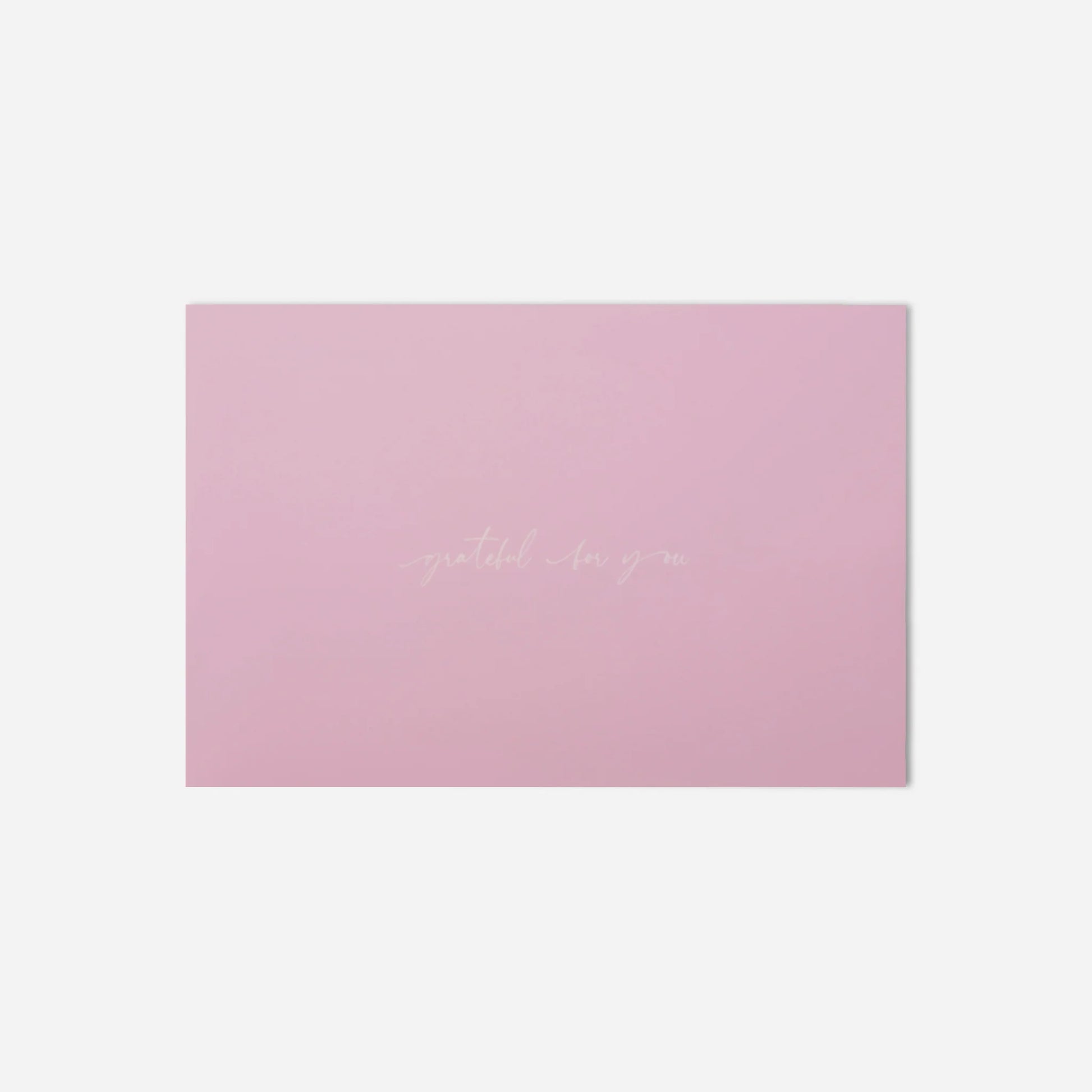 Pink card with 'Thankful for you' text on a white background