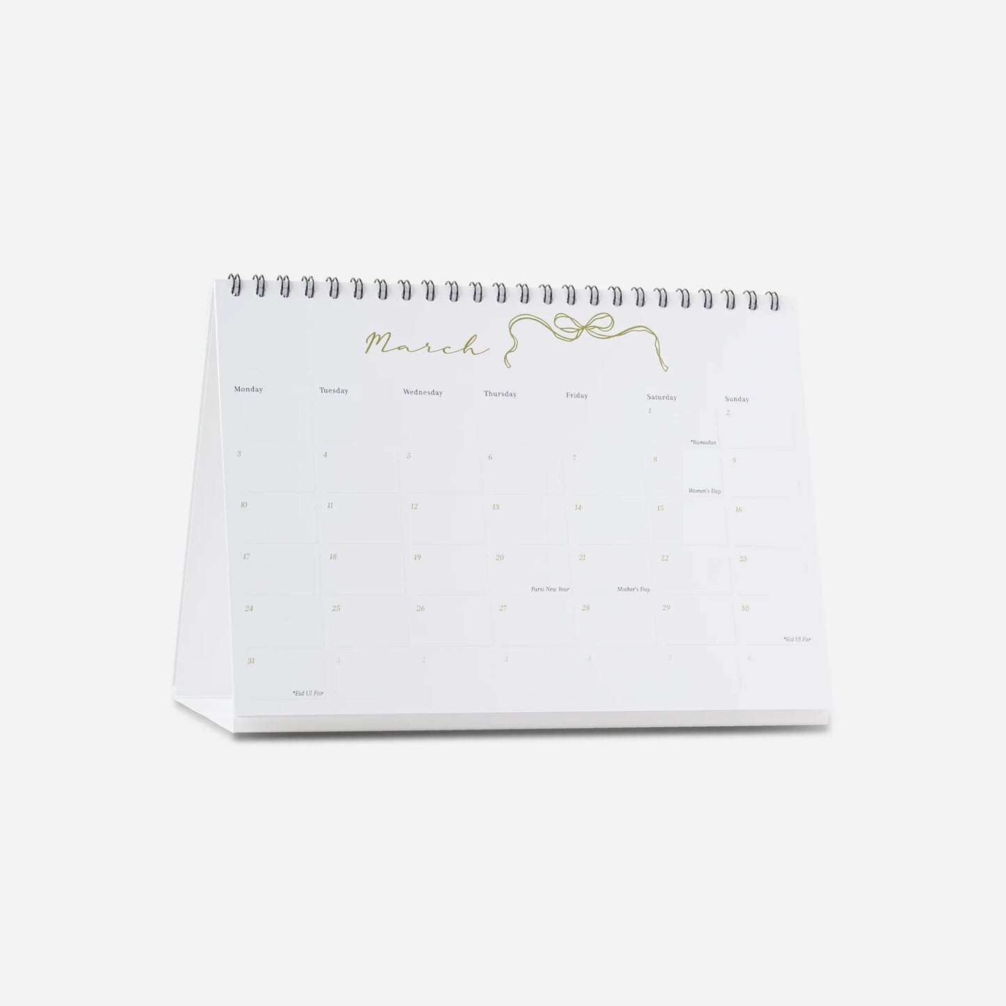 Calendar with March on a white background
