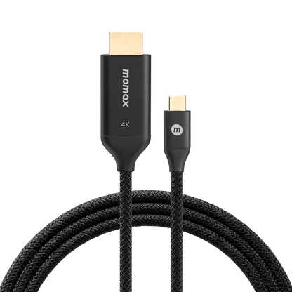 HDMI cable with one end being a standard HDMI connector and the other a micro HDMI connector, on a transparent background.