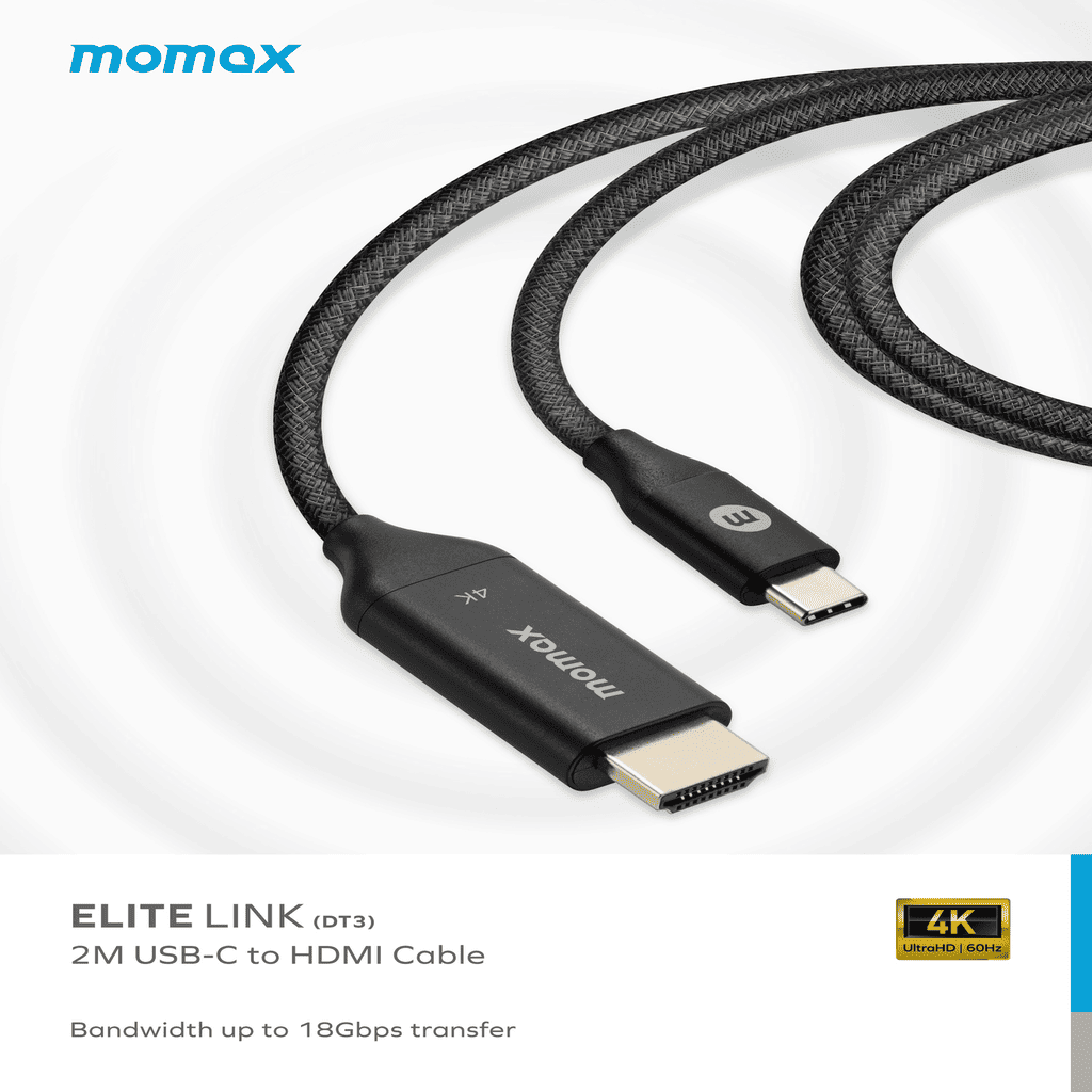 Momax USB-C to HDMI cable on a white background