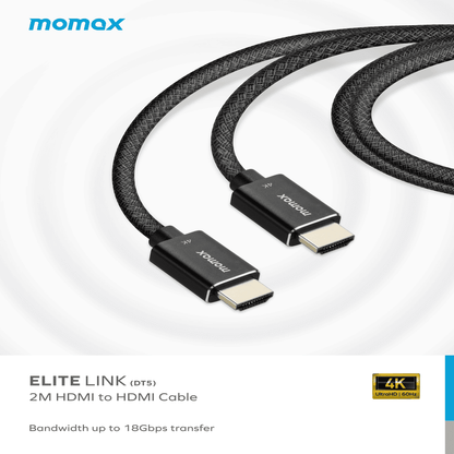 HDMI cable with Momax branding on a white background