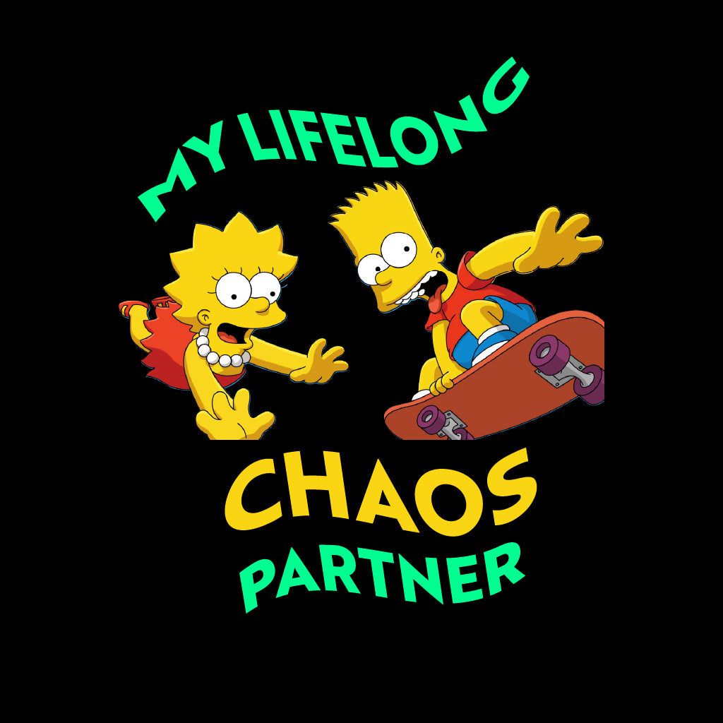 Cartoon characters with text 'My Lifelong Chaos Partner' on a black background