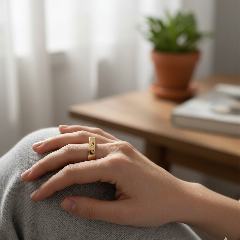 Bar Stackable Name Ring