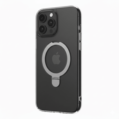 Phone case with a magnetic ring holder on a white background
