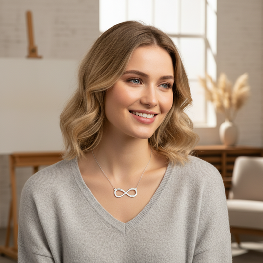 Horizontal Infinity Two Names Necklace