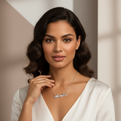 Engraved Birthstone Name Necklace