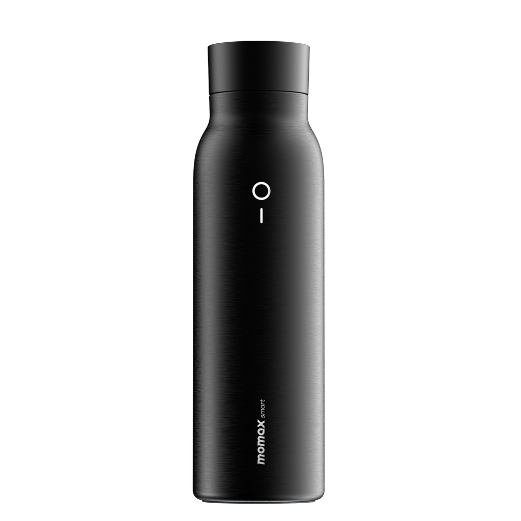 Black water bottle on a transparent background