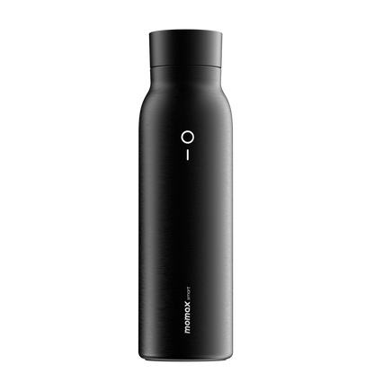 Black water bottle on a transparent background