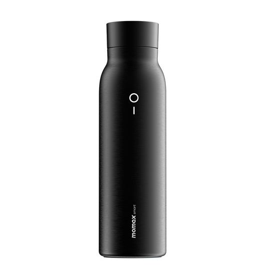 Black water bottle on a transparent background